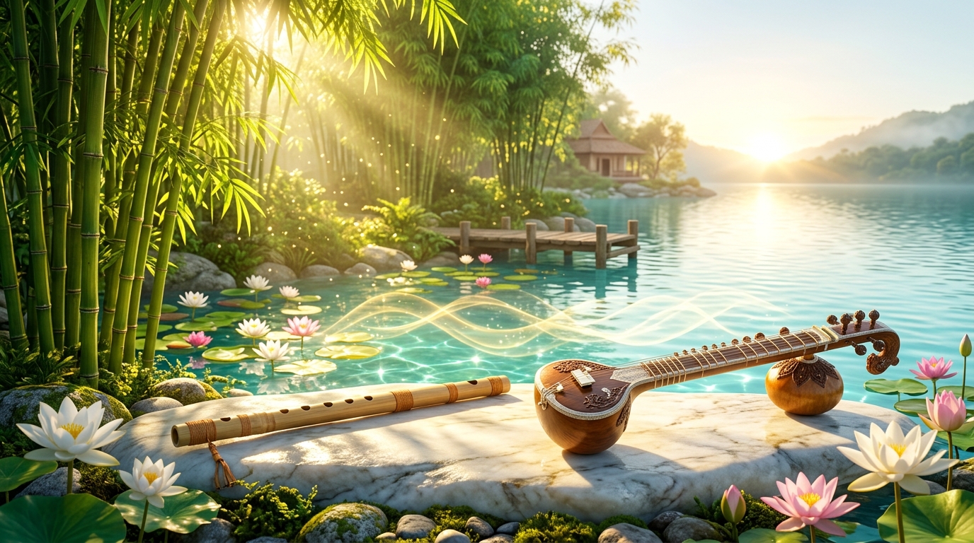 Harmonisasi Musik dan Meditasi Alam Sahaja Yoga dengan Cahaya Fajar Cerah